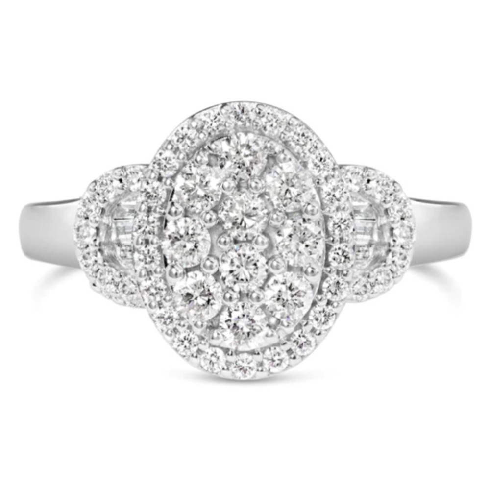 Haus of Brilliance 10K White Gold 1.0 Ct Diamond Oval Art Deco Ring Sz 7.5